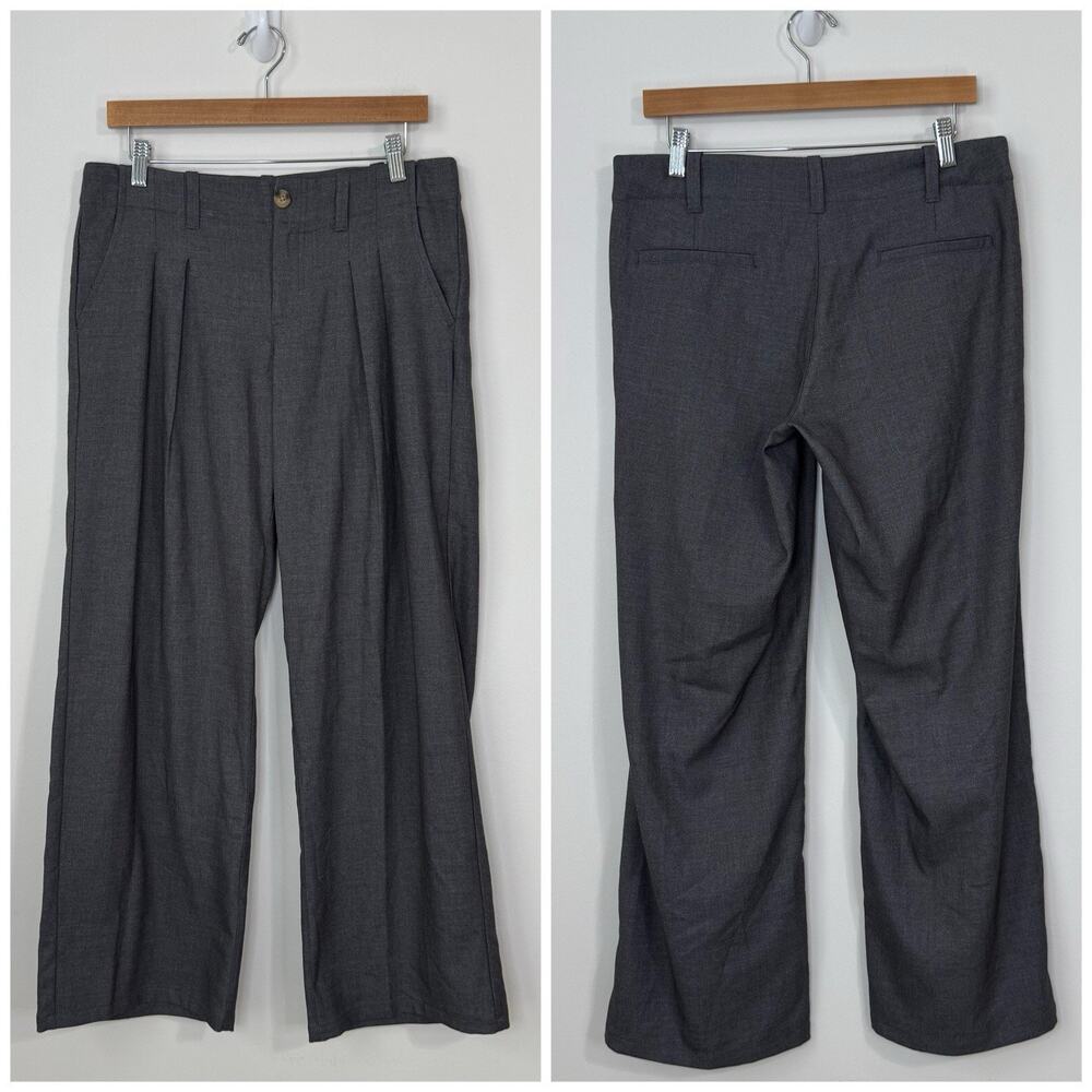 NWT Urban Outfitters Women's Slouch Pleated Wide Leg Pants Size 8 Gray